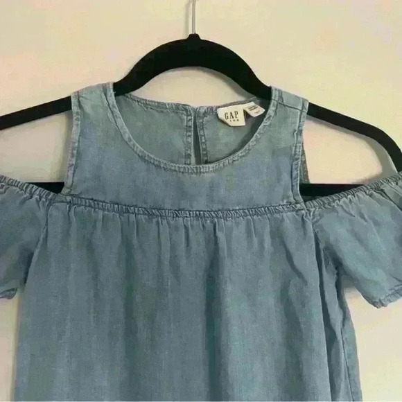 Girl's Gap Tencel Cold Shoulder Dress Light Blue size M - Picture 4 of 7